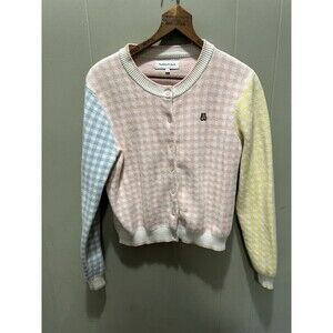 Teddy Fresh Color Block Pastel Granny Sweater Button Up Cardigan Women’s Med